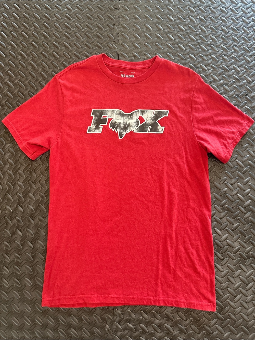 Fox Red Short-Sleeve Logo Tee with Distressed Fox Graphic